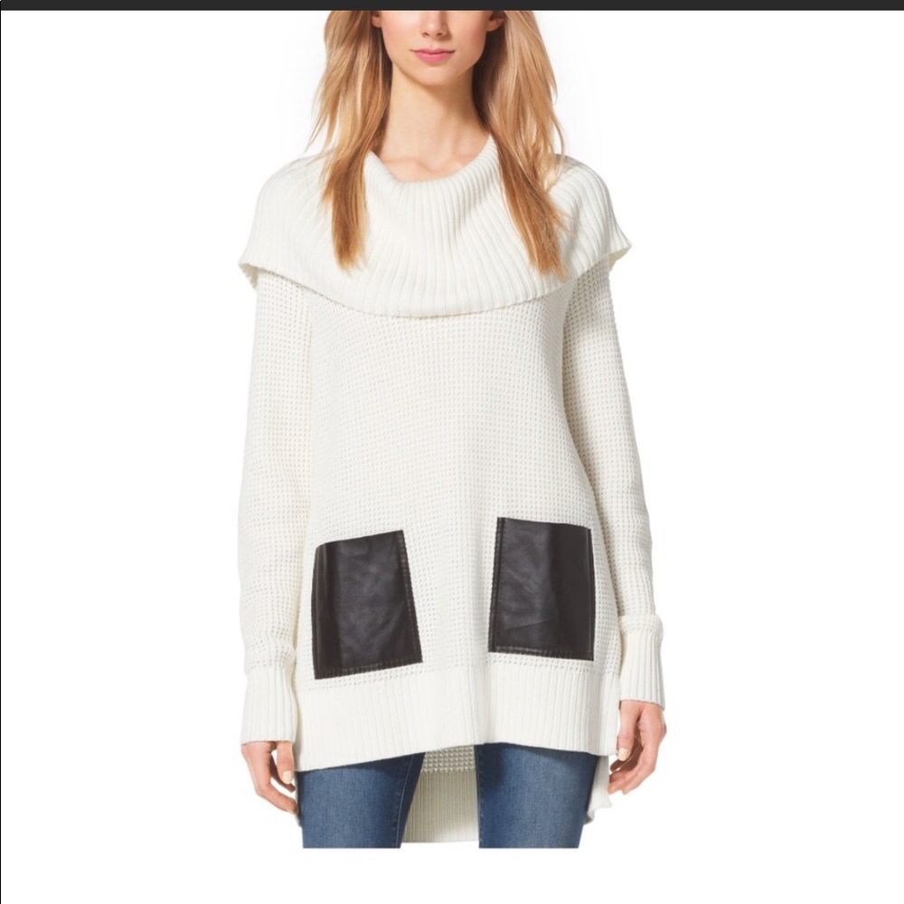 Michael Kors cream and leather black sweater